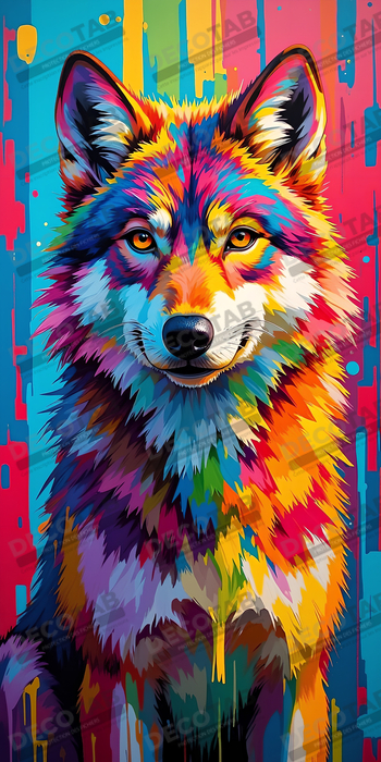 Tableau loup pop art - Portrait vibrant et sauvage