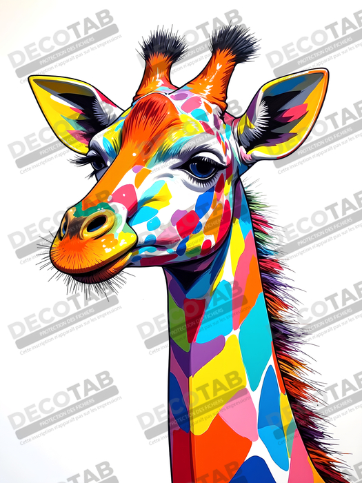 Tableau girafe pop art - Couleurs vives et élégance ludique