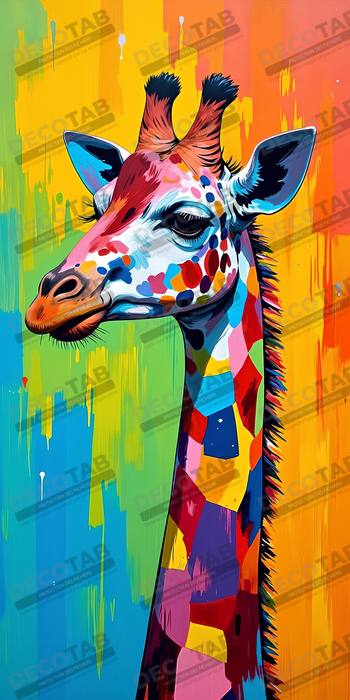 Tableau girafe pop art - Couleurs vives et élégance ludique
