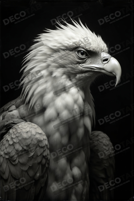 Portrait d'Aigle Royal Noir & Blanc | Tableau Décoratif Artistique