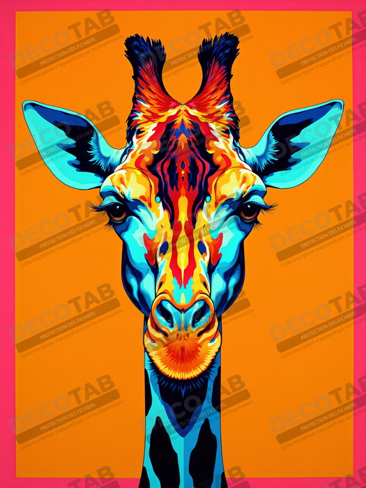 Tableau girafe pop art - Couleurs vives et élégance ludique