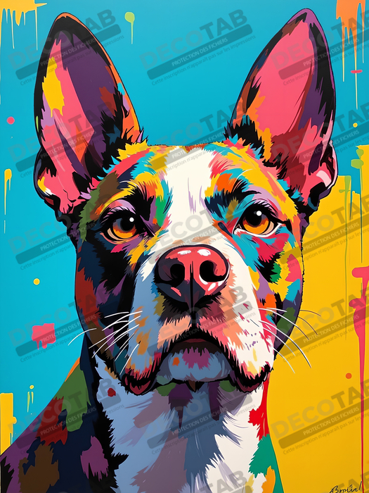 Tableau pitbull pop art - Couleurs vives et puissance expressive
