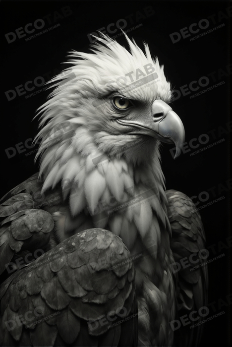 Portrait d'Aigle Royal Noir & Blanc | Tableau Décoratif Artistique