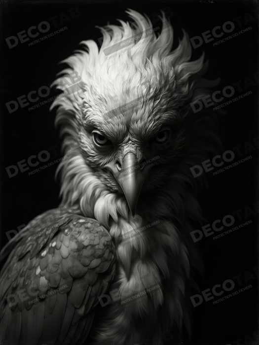 Portrait d'Aigle Royal Noir & Blanc | Tableau Décoratif Artistique