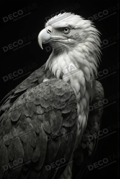 Portrait d'Aigle Royal Noir & Blanc | Tableau Décoratif Artistique