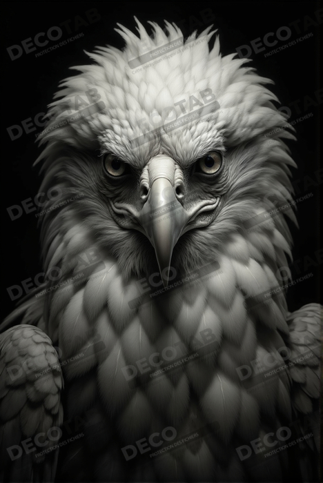 Portrait d'Aigle Royal Noir & Blanc | Tableau Décoratif Artistique
