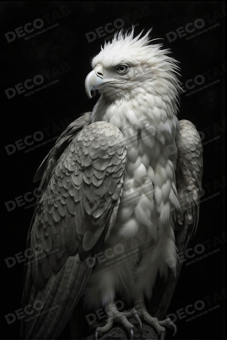Portrait d'Aigle Royal Noir & Blanc | Tableau Décoratif Artistique