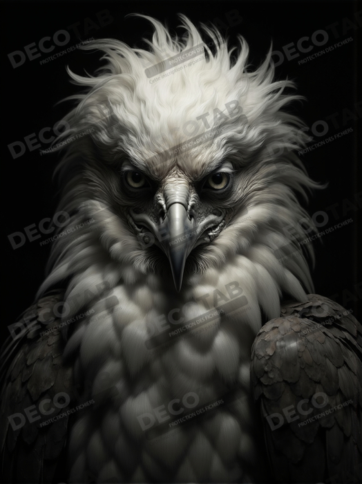 Portrait d'Aigle Royal Noir & Blanc | Tableau Décoratif Artistique