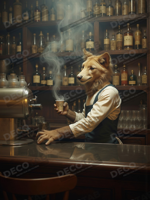 Tableau d'un canidé serveur de bar vintage