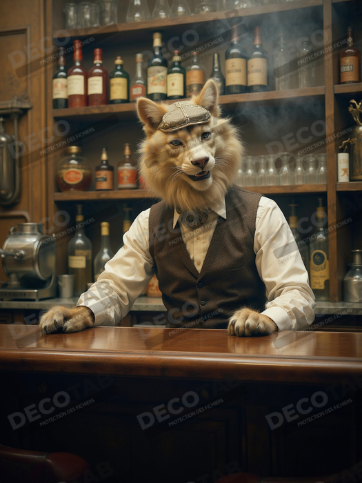 Tableau d'un canidé serveur de bar vintage
