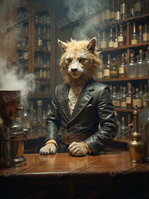 Tableau d'un canidé serveur de bar vintage