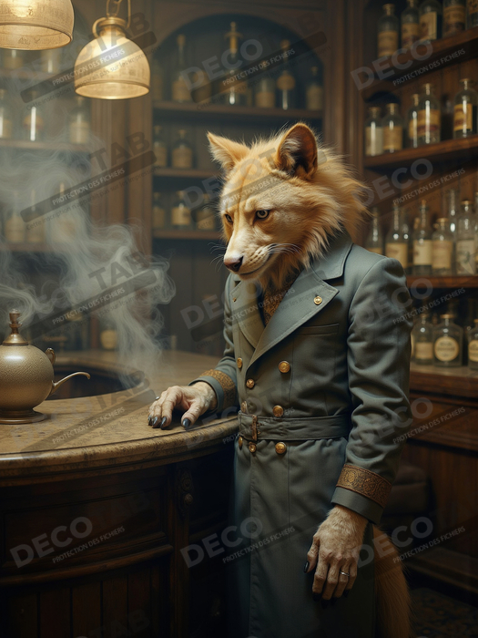 Tableau d'un canidé serveur de bar vintage