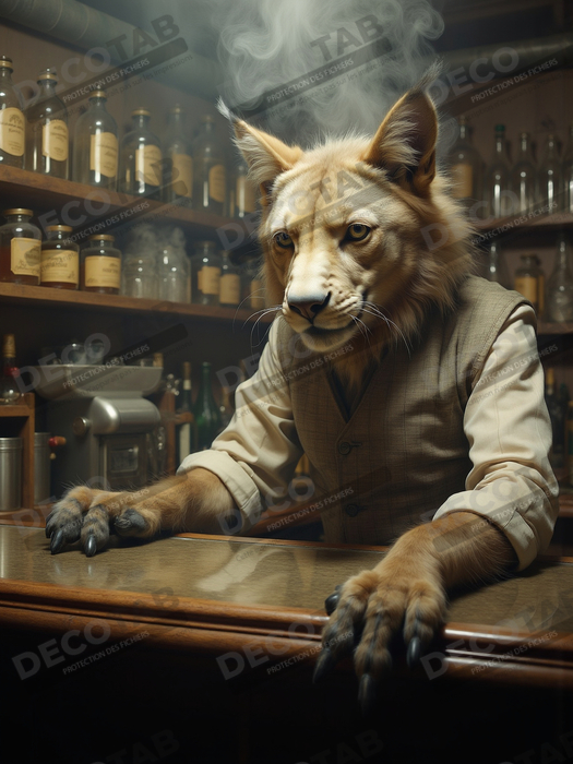 Tableau d'un canidé serveur de bar vintage