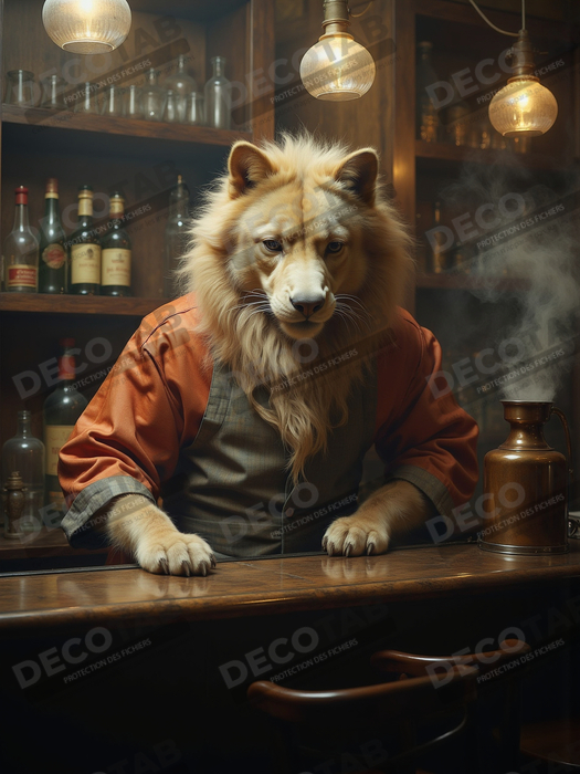 Tableau d'un canidé serveur de bar vintage