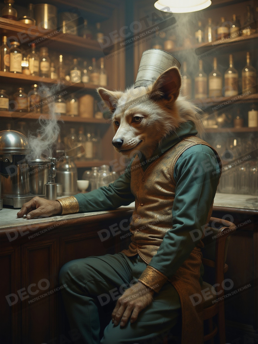 Tableau d'un canidé serveur de bar vintage