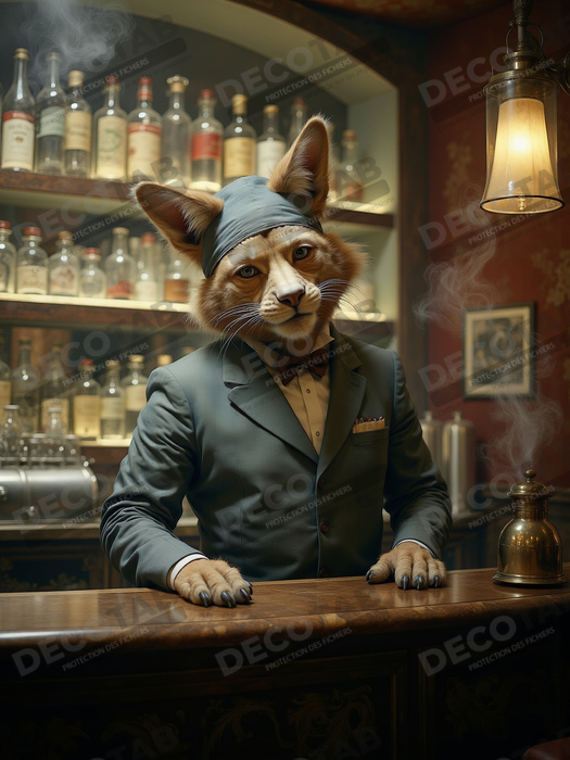Tableau d'un canidé serveur de bar vintage