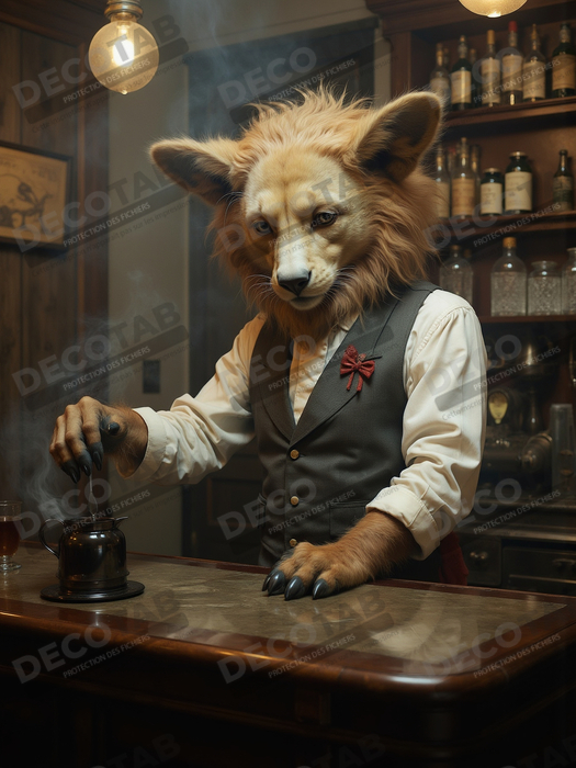 Tableau d'un canidé serveur de bar vintage