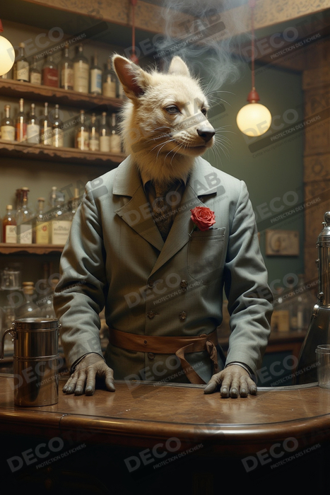 Tableau d'un canidé serveur de bar vintage