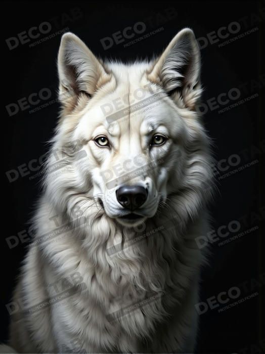 Tableau loup sur fond noir - Portrait photo décoratif