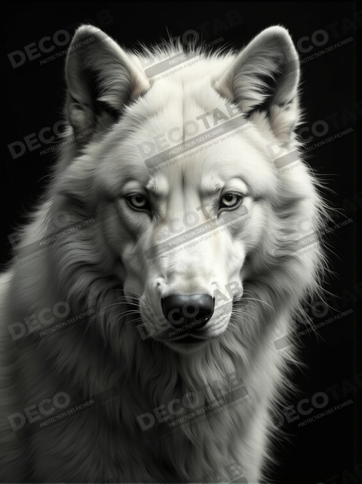 Tableau loup sur fond noir - Portrait photo décoratif