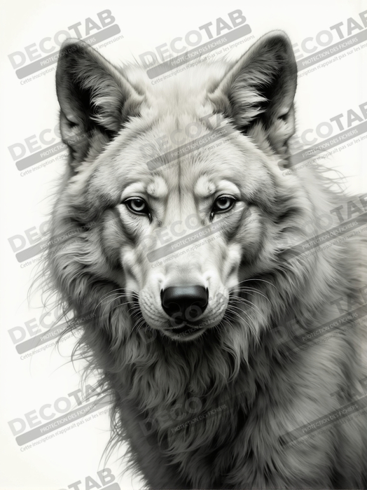 Tableau loup sur fond clair - Portrait photo artistique