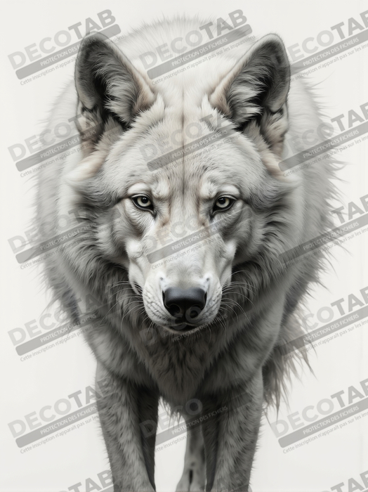 Tableau loup sur fond clair - Portrait photo artistique