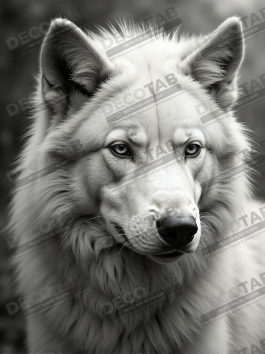 Tableau loup sur fond clair - Portrait photo artistique