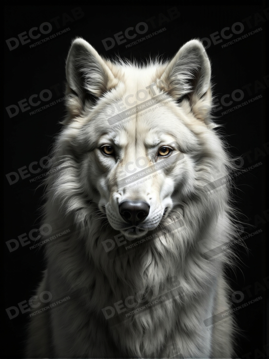 Tableau loup sur fond noir - Portrait photo décoratif
