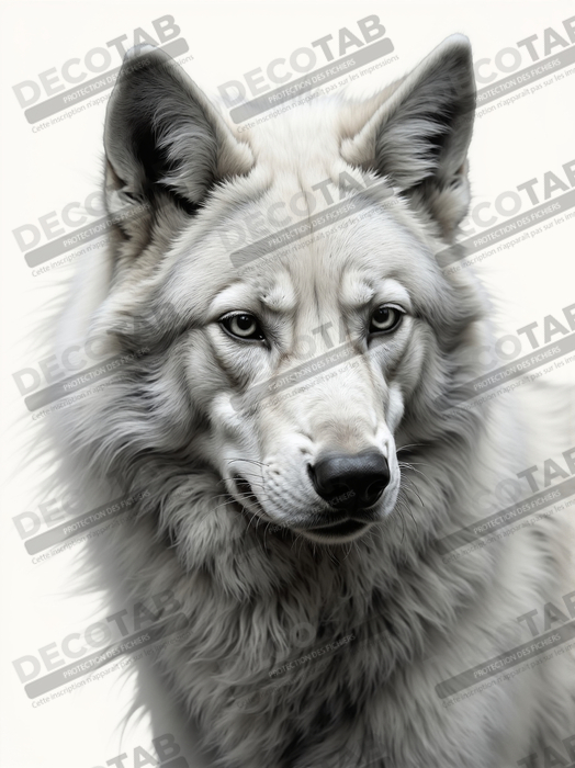 Tableau loup sur fond clair - Portrait photo artistique