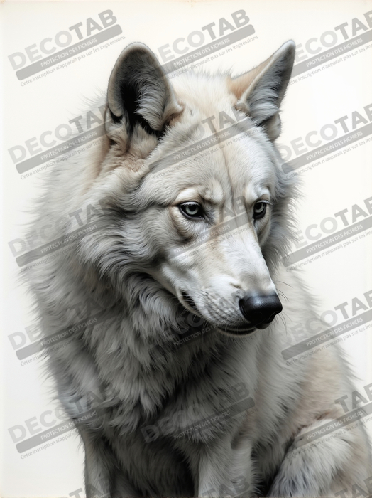 Tableau loup sur fond clair - Portrait photo artistique