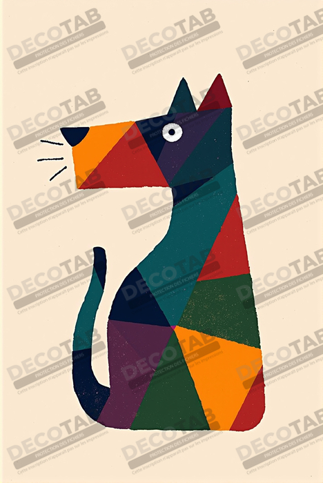 Tableau minimaliste et contemporain d'un chien
