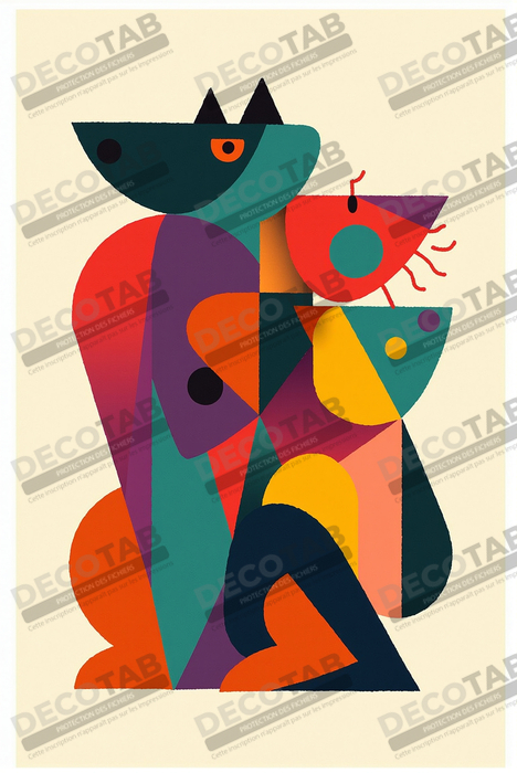 Tableau affiche minimaliste chat géométrique moderne 