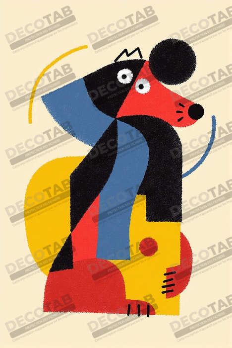 Tableau minimaliste et contemporain d'un chien