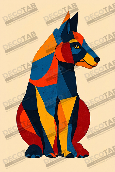 Tableau minimaliste et contemporain d'un chien