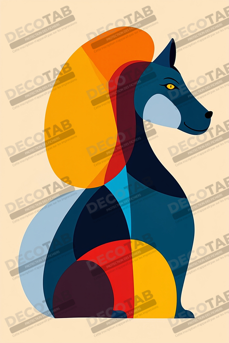 Tableau minimaliste et contemporain d'un chien