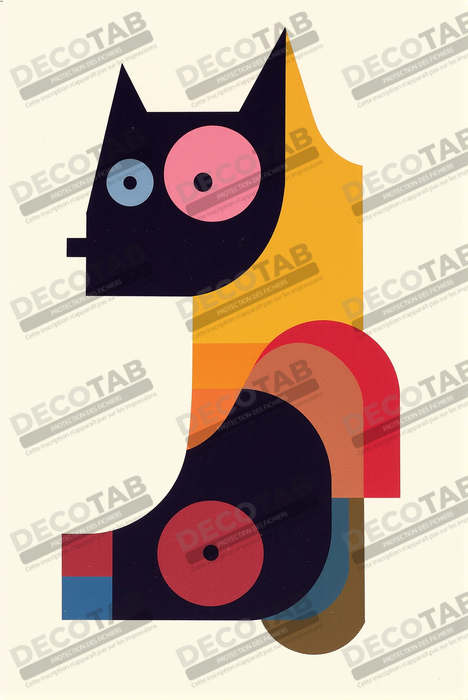 Tableau affiche minimaliste chat géométrique moderne 