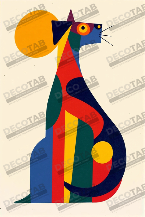 Tableau affiche minimaliste chat géométrique moderne 