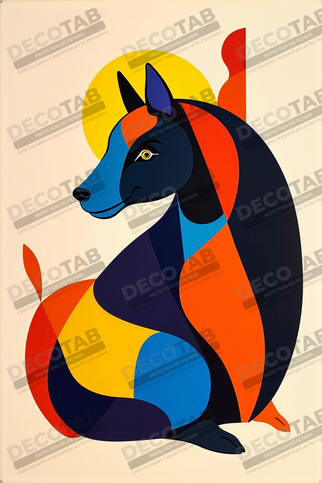 Tableau minimaliste et contemporain d'un chien