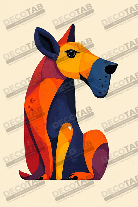Tableau minimaliste et contemporain d'un chien