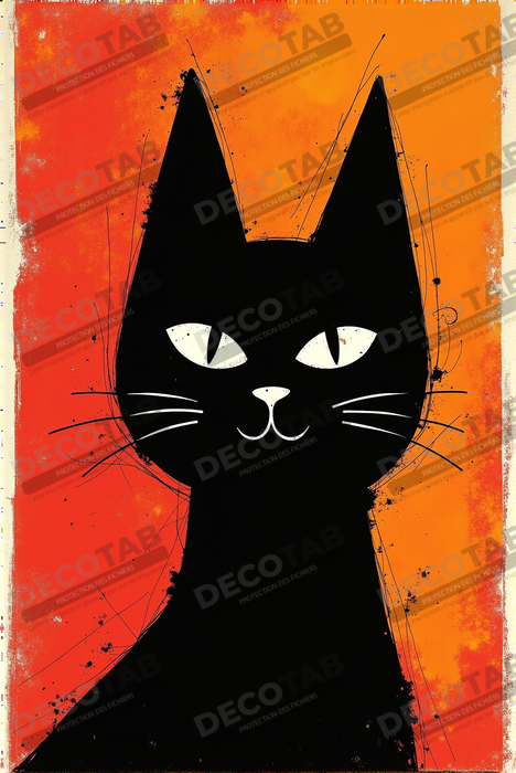 Tableau affiche minimaliste chat géométrique moderne 