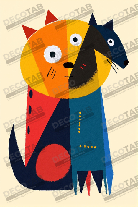 Tableau affiche minimaliste chat géométrique moderne 