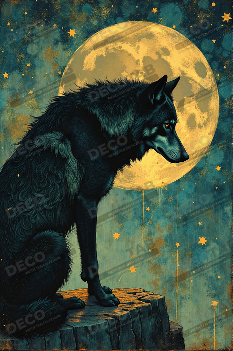 Tableau Loup Mythique sous la Lune