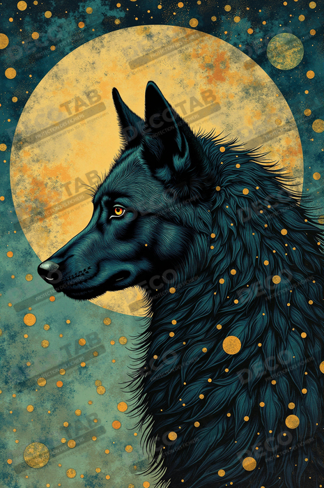 Tableau Loup Mythique sous la Lune