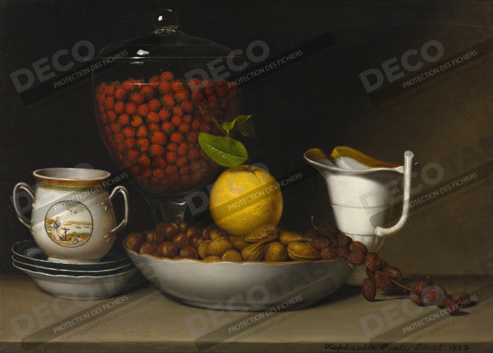 Reproduction Nature morte - Fraises, noix, &c. de Raphaelle Peale