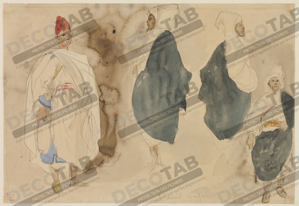 Reproduction Quatre croquis d'hommes arabes de Eugène Delacroix