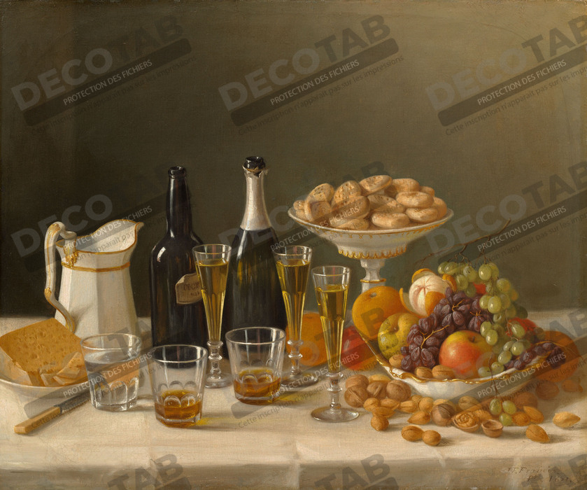Reproduction Vin, fromage et fruits de John F. Francis