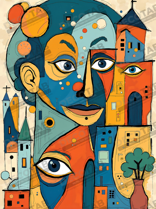 Tableau moderne : portrait inspiration cubiste