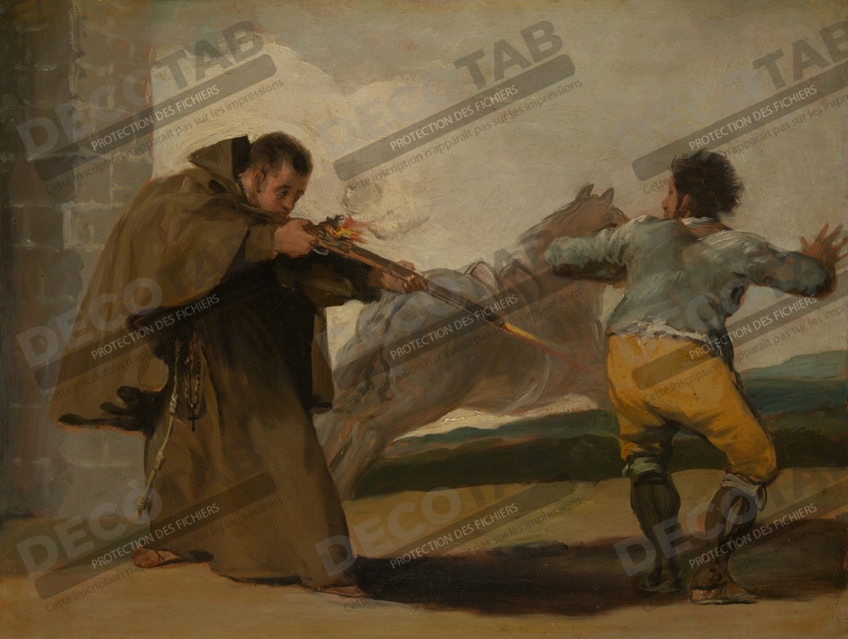 Reproduction Frère Pedro tire sur El Maragato alors que son cheval s'enfuit de Francisco José de Goya y Lucientes