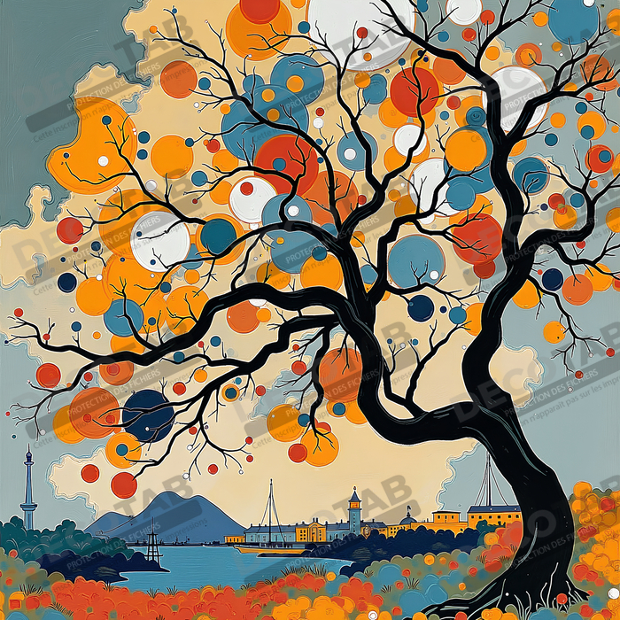 Tableau de paysage moderne et coloré