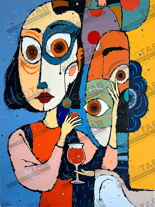 Tableau moderne : portrait inspiration cubiste